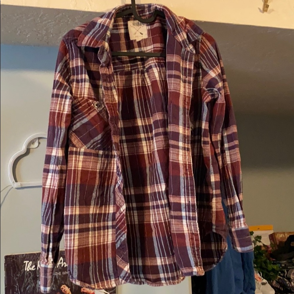 Purple plaid button up.